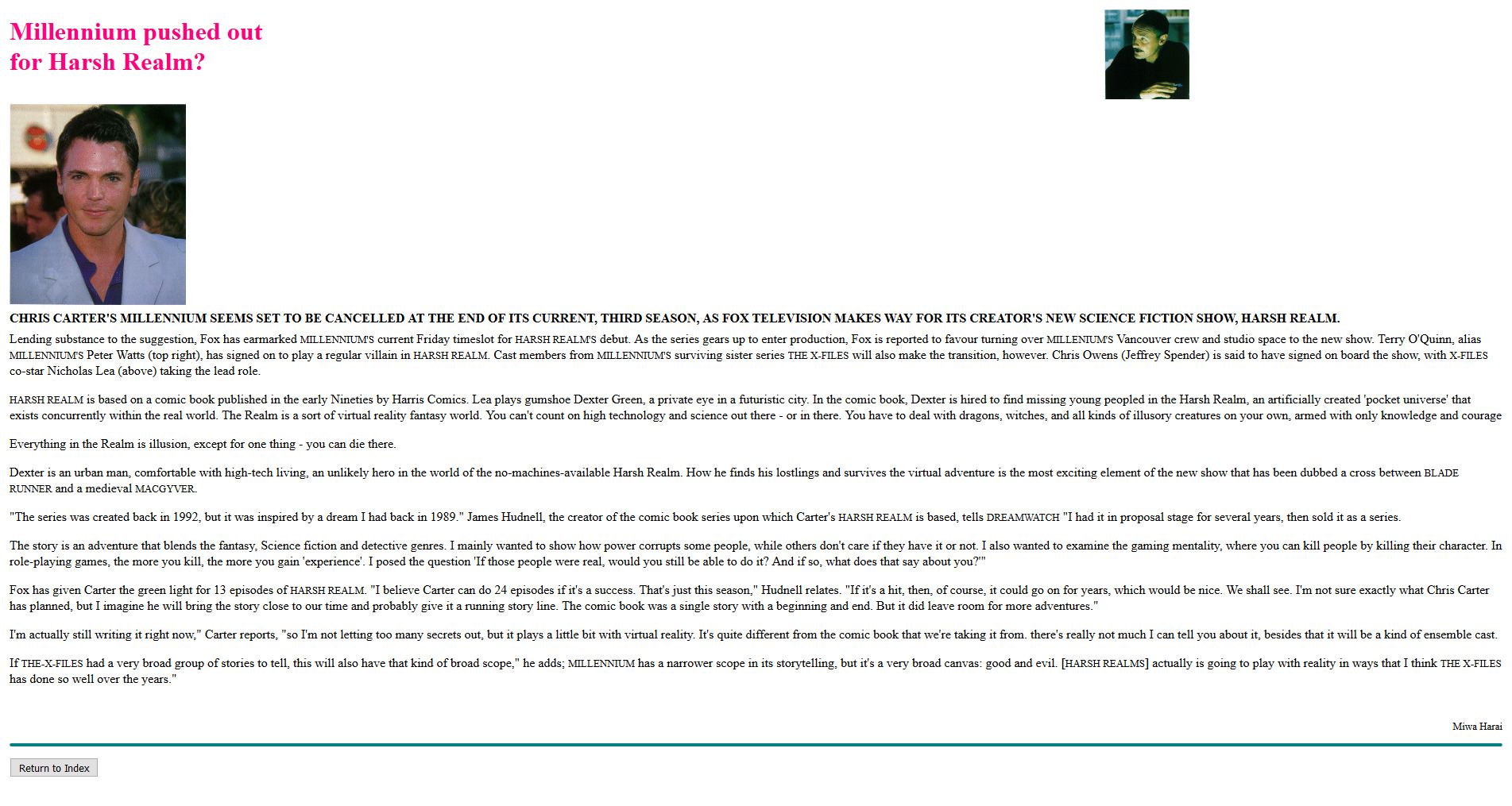 Dreamwatch 55 - Millennium Pushed out For Harsh Realm
